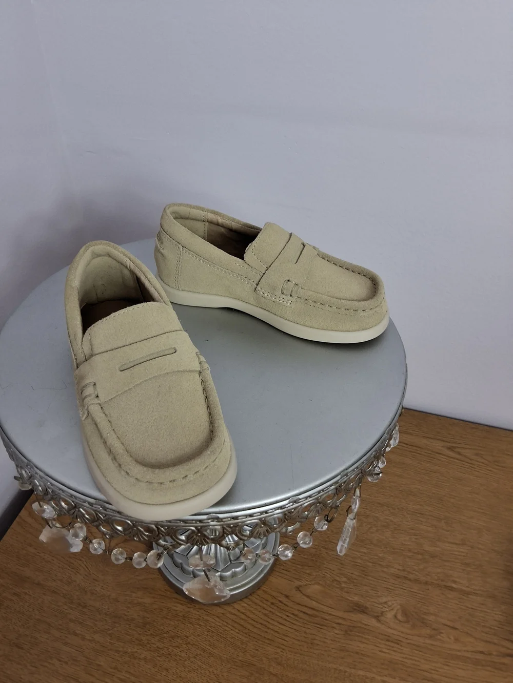 Zara Boy's Beige Suede Penny Loafers Slip-on Round Toe US 7